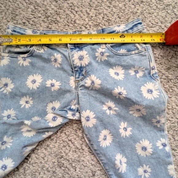 GAP Kids (Size 8) Super Skinny Floral Ankle Jeans Adjustable Waist Frayed Edges - Picture 12 of 16